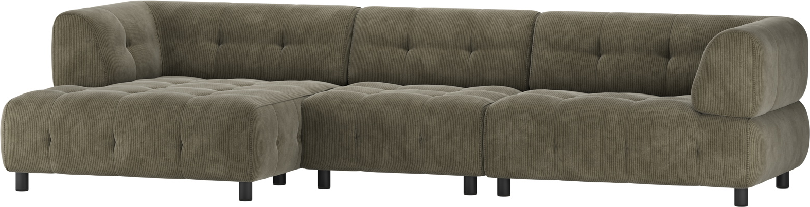 Venstrevendt Chaiselong Sofa Woood Louis i Grøn Fløjl