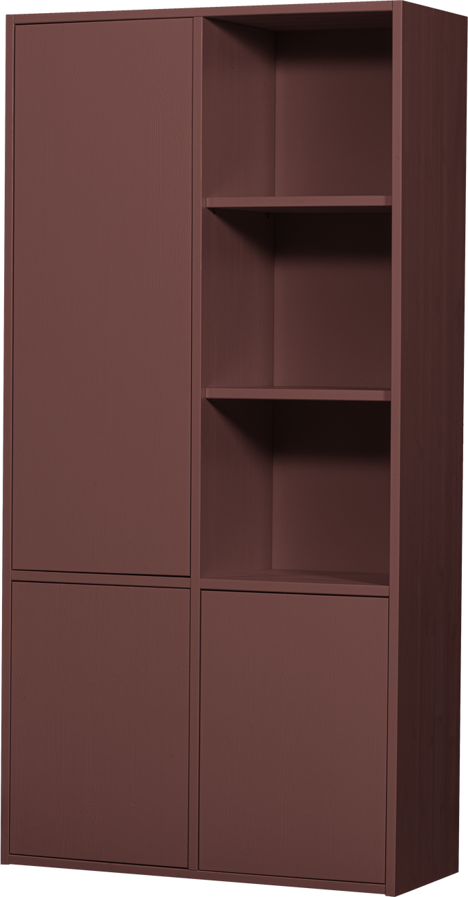 Højskab Woood Collection  Bourgogne Rød  Fsc-certificeret Fyrretræ  åbne Hylder  Låger  Push- -open  H200ã B100ã D40