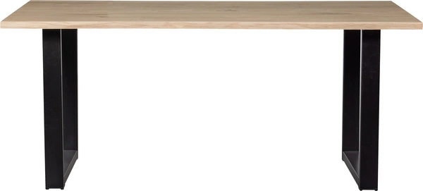 Plankebord Woood Tablo     Massivt Egetræ 160x90   Natur Med Mat Sorte Stålrørben