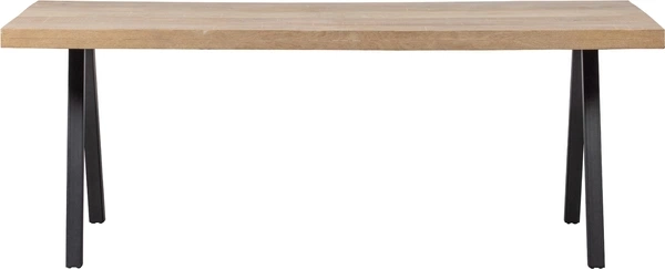 Spisebord Plankebord Woood Tablo     Kalkvasket Mangotræ Med Sorte  -ben   180x90x75
