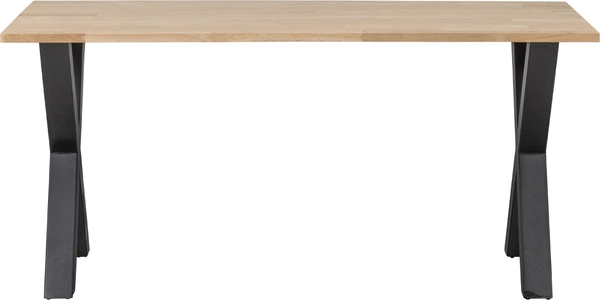 Spisebord Woood Tablo Alkmaar   Massivt Egetræ Plankebord Med Sorte Krydsben  160ã 90ã 75