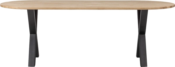 Spisebord Woood Tablo Oval Fsc-  Plankebord Natur Med Sorte Metalben 220x90