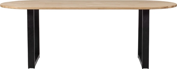 Spisebord Woood Tablo Plankebord Oval   Fsc-certificeret   Med Mat Sort Stel 220ã 90ã 75   Natur