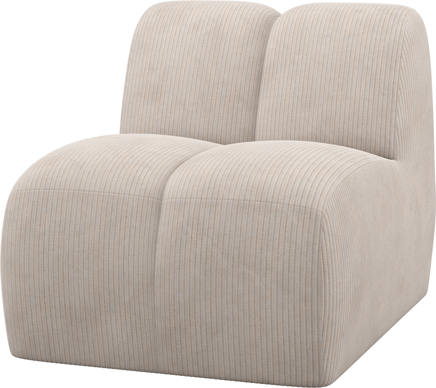 Modulsofa Woood Mojo Midtermodul Sofamodul Ecru Ribstof 100  Polyester H74xb84xd97   Martindale 84 000