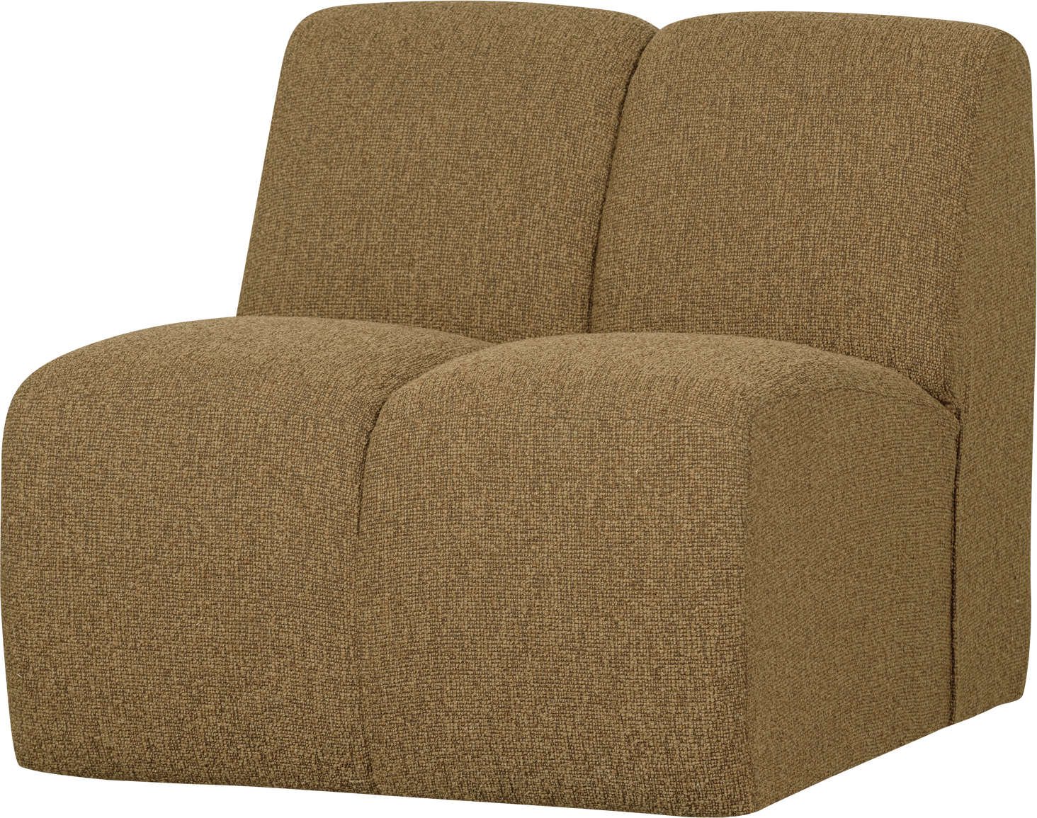 Modulsofa Midtermodul Woood Mojo   Gul Brun Melange Bouclé  Fast Struktur  84x97