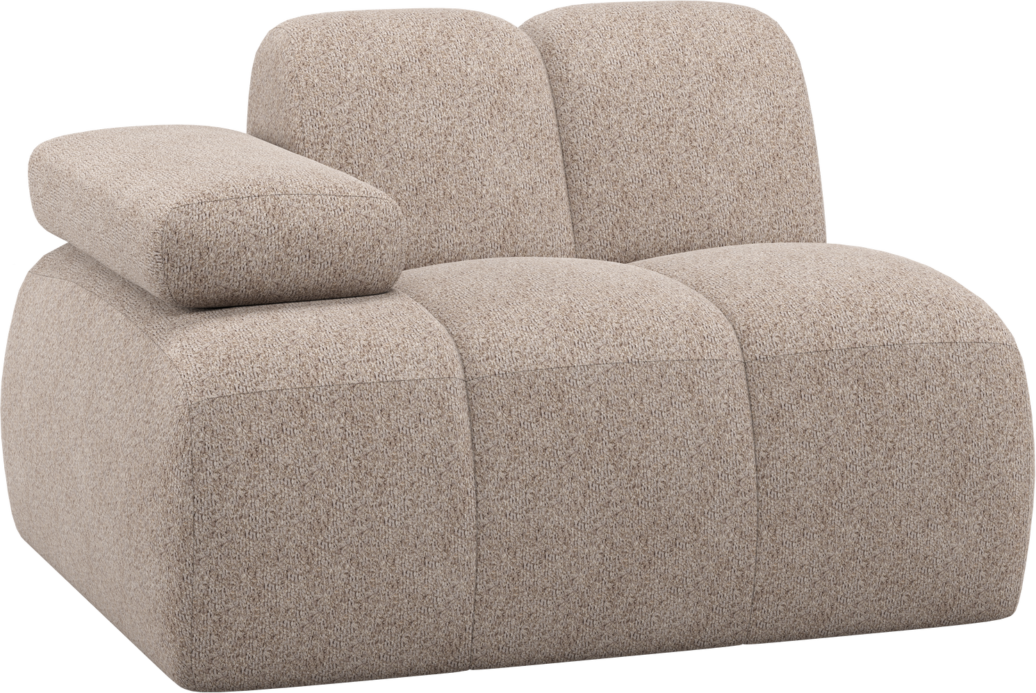 Modulsofa   Sofamodul Woood Mojo  -personers Modul Venstre Armlæn Chenille Mørk Sand B124xd97