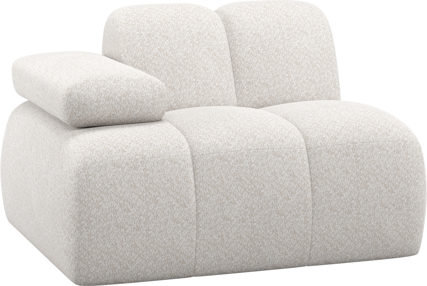 Modulsofa-element Woood Mojo  -personers Sofamodul Venstre Armlæn  Chenille Ecru  H74xb124xd97