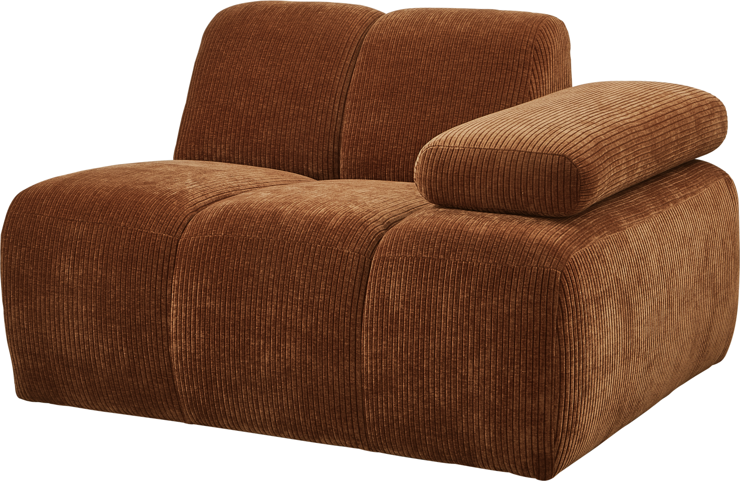 Modulsofa Woood Mojo  -personers Sofamodul  Armlæn Højre Rustbrun Ribstof 100  Polyester