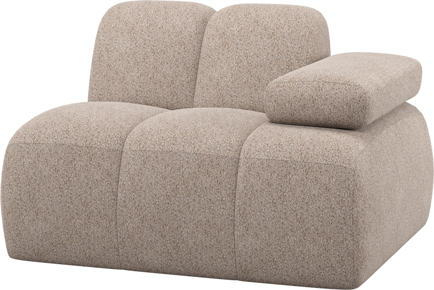 Modulsofaelement Woood Mojo  -siddeelement  Armlæn Højre  Valley   Chenille Mørk Sand  B124 D97 H74