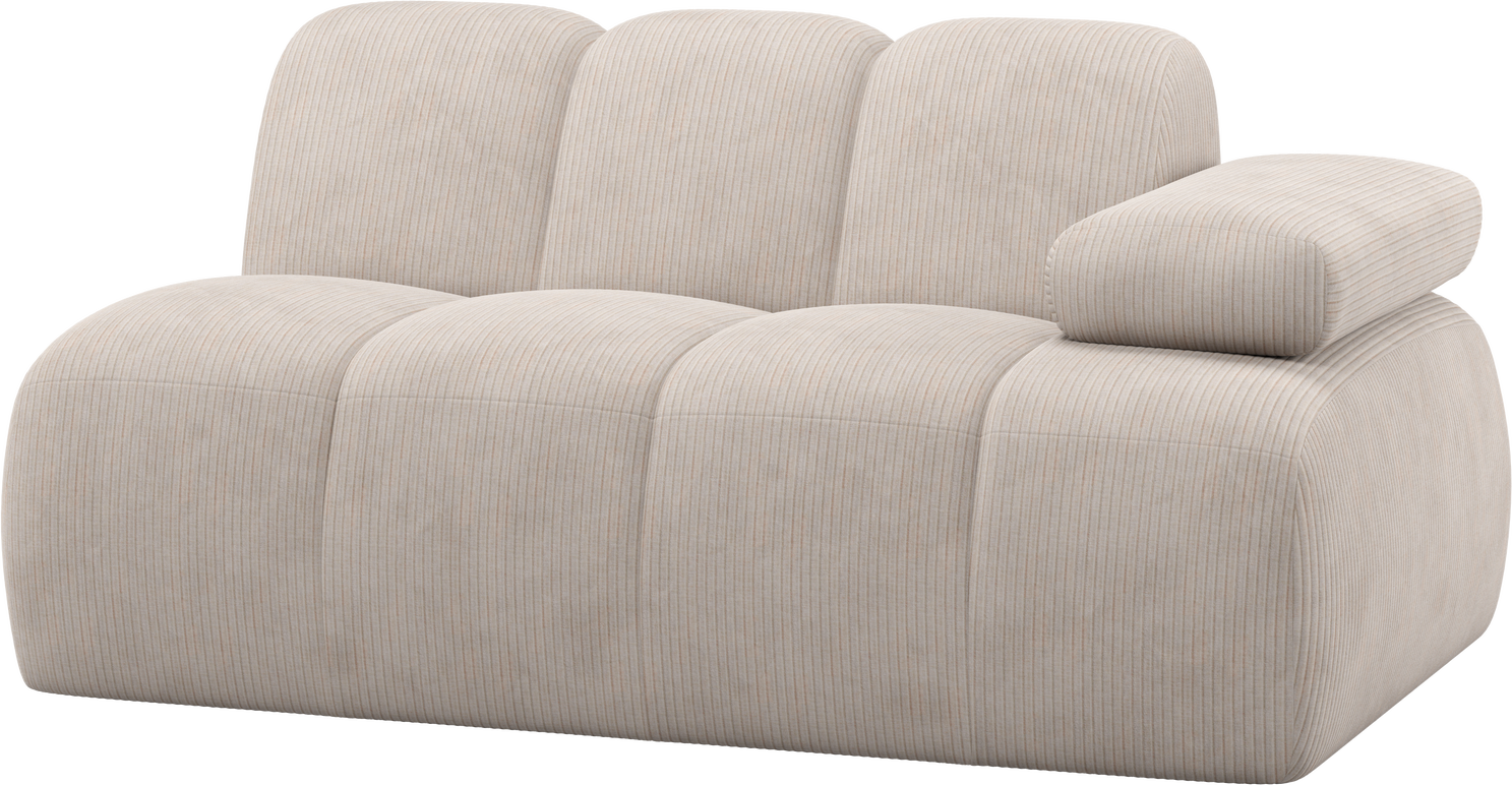 Modulsofaelement Woood Mojo -pers Højre Med Armlæn Ecru Ribstof 100 Polyester Fløjlsagtig Høj Slidstyrke