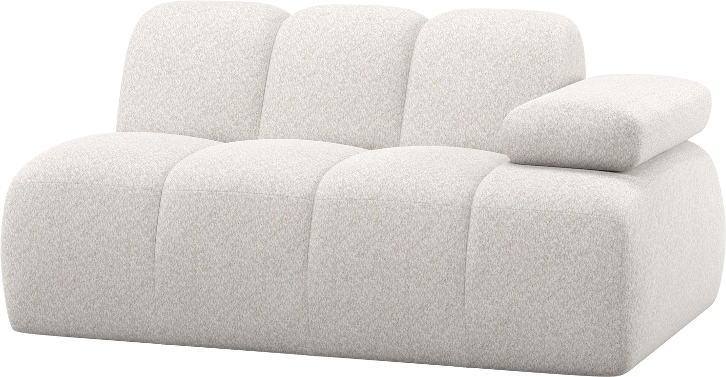 Modulsofa Woood Mojo -pers Modul Højre Armlæn Ecru Voluminøs Chenille B164xd97xh74