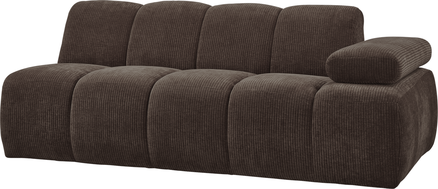 Modulsofa Woood Mojo  -personers Sofamodul  Armlæn Højre  Brun Ribstof Jacquard  100  Polyester