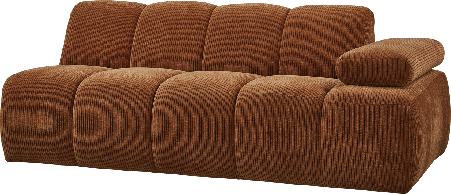 Modulsofa Sofa  -personers Woood Mojo   Ribstof Rustbrun  Højre Armlæn
