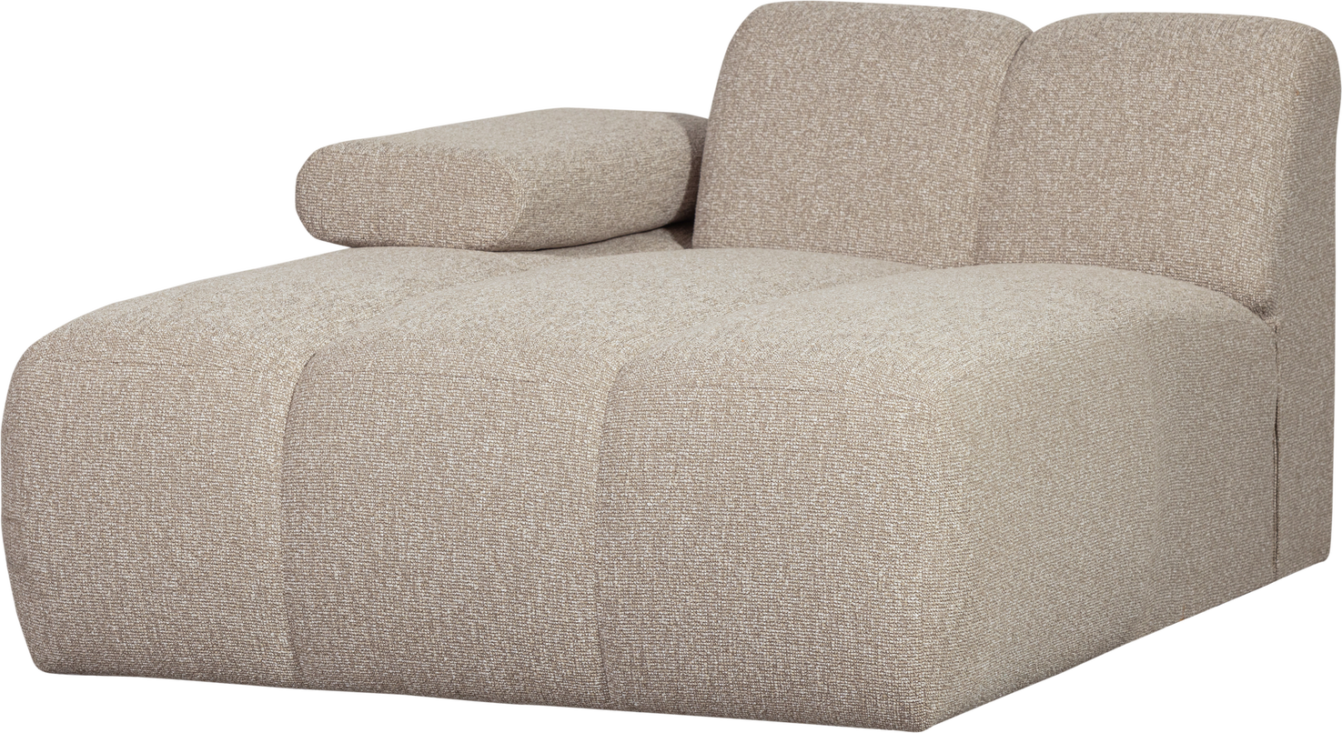 Chaiselongemodul Woood Mojo Modulsofa  Beige Melange Bouclé  Venstre Armlæn  H74ã B124ã D162