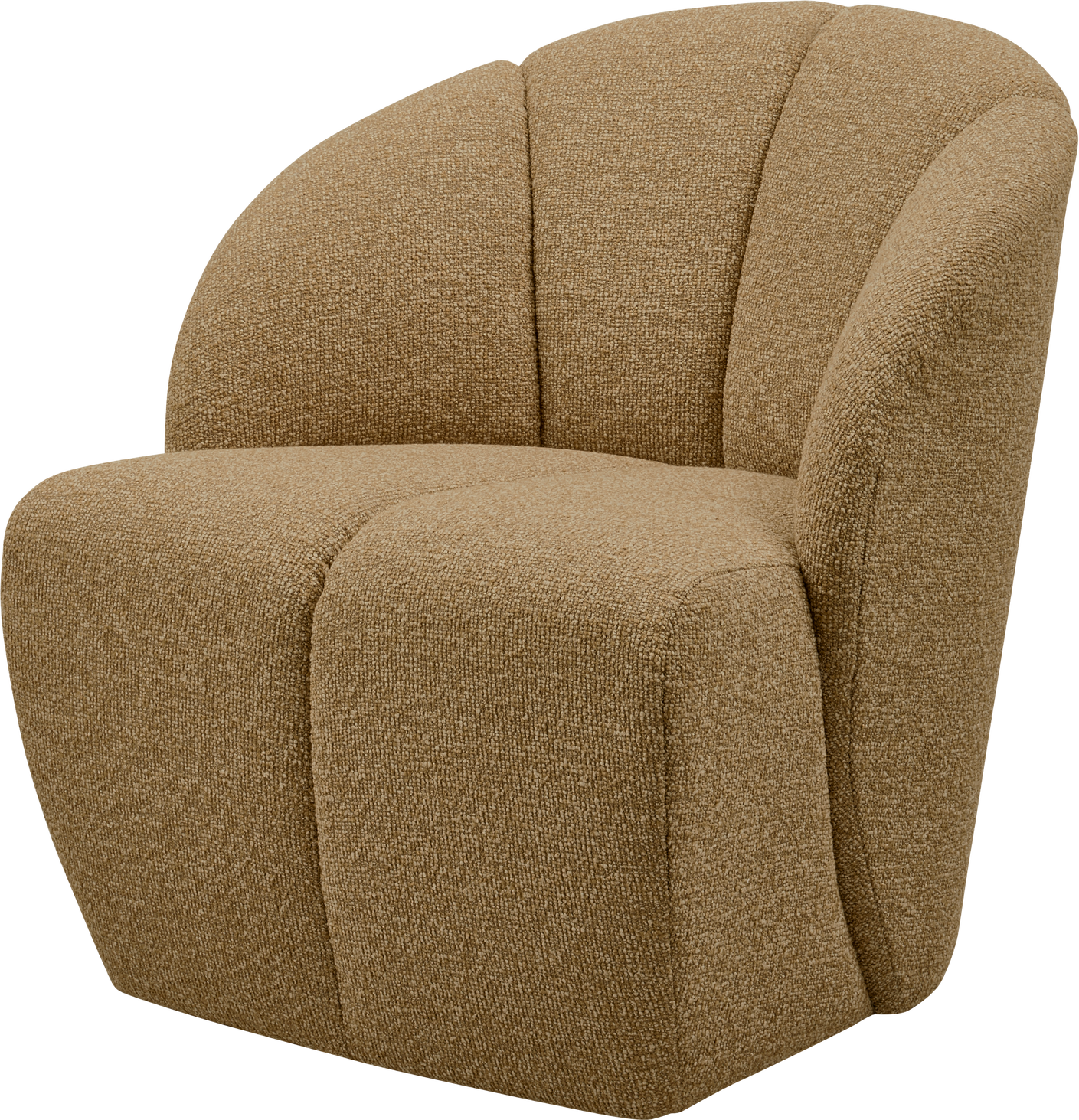 Lænestol Woood Mojo Drejelig  Fast Formstabil Bouclé 100  Polyester  Varm Gul Brun  H75xb68xd77