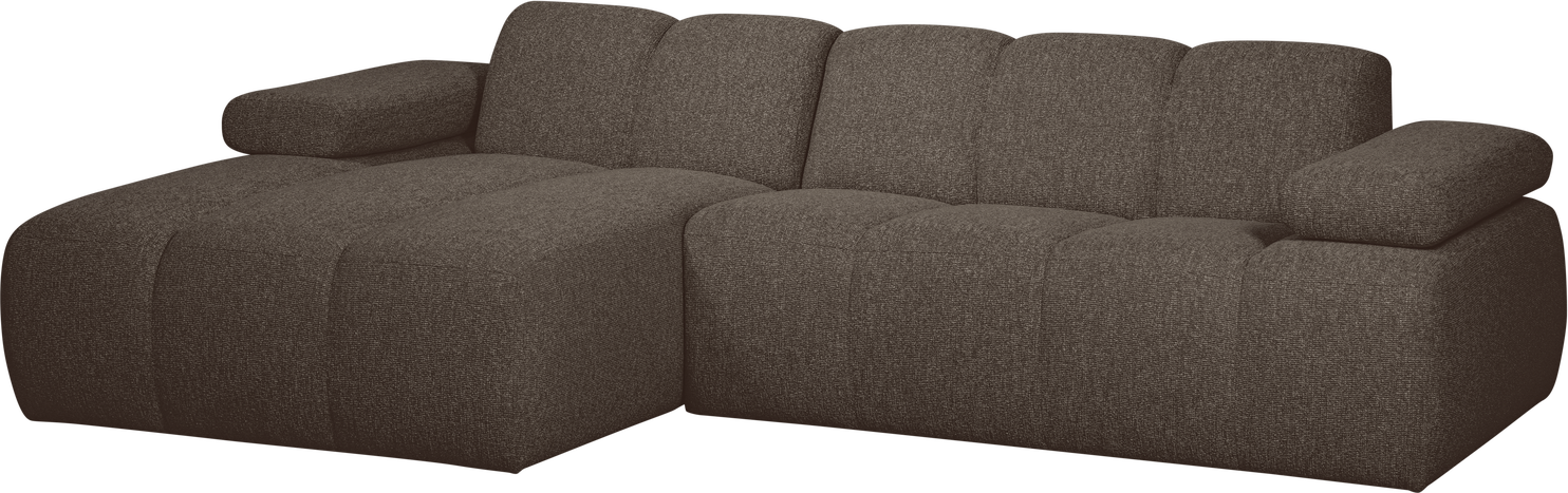 Chaiselongsofa Woood Mojo  Venstrevendt  -personers  Brun Bouclé  284x160    Manuelt Justerbare Armlæn  Slidstærk 100  Polyester