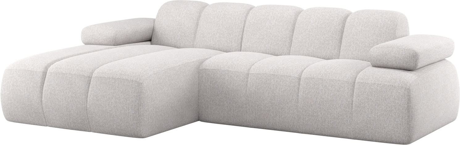 Chaiselongsofa Woood Mojo  -personers Venstrevendt  Ecru Bouclé 100  Polyester  Justerbare Armlæn  284x160x74