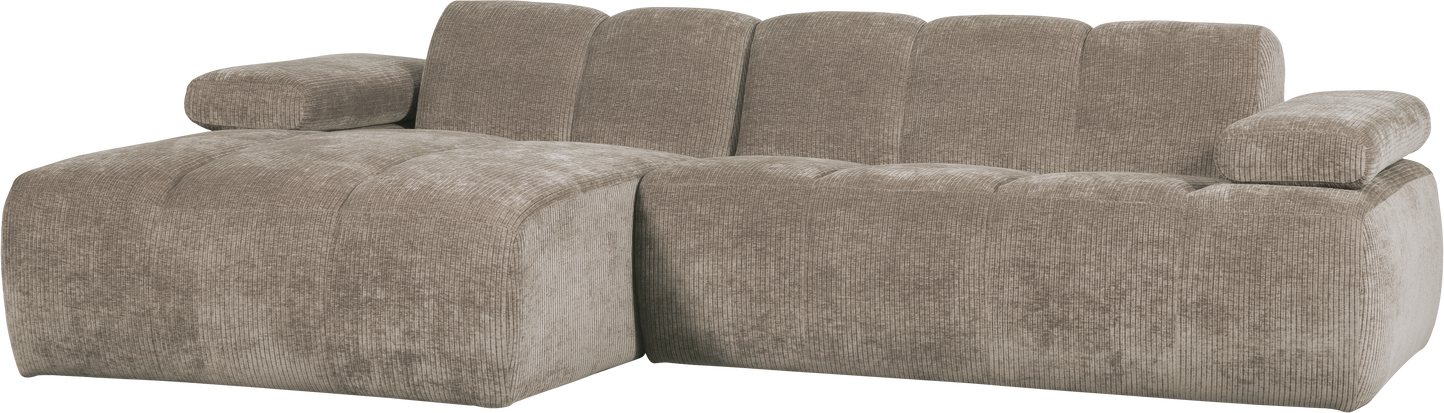 Chaiselongsofa Woood Mojo Venstrevendt 284x160     -personers Ribstof Mørk Sand