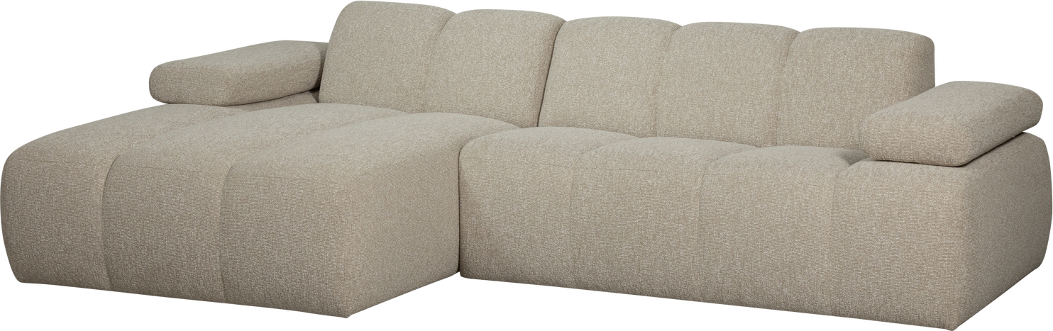 Chaiselongsofa Woood Mojo   -personers Med Venstrevendt Chaiselong  Beige Bouclé  Justerbare Armlæn  B284   D160    100  Polyester