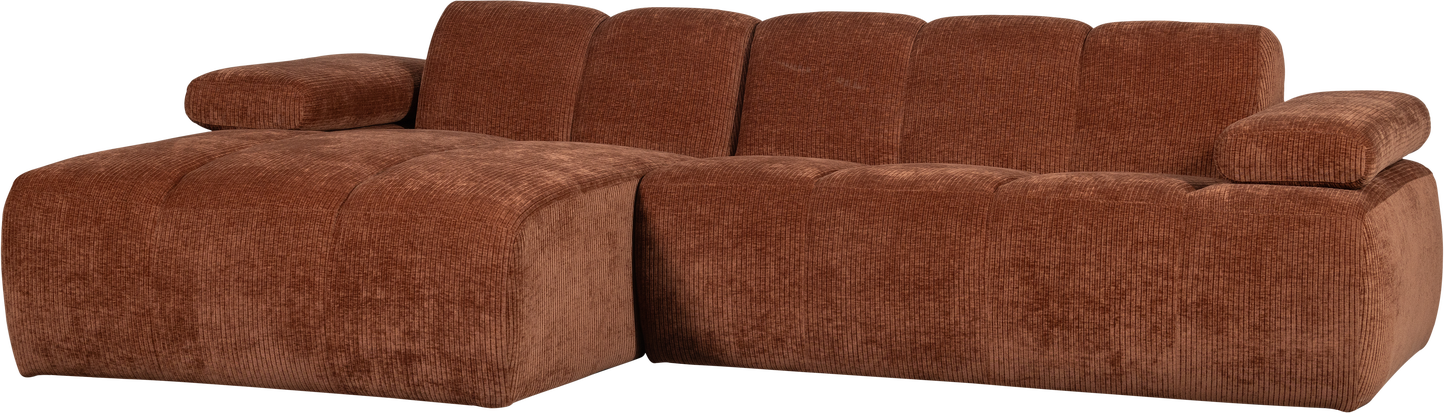 Chaiselongsofa   Loungemodul Woood Mojo  Rustbrun Ribstof    -personers Venstrevendt  Fløjlsagtig Overflade
