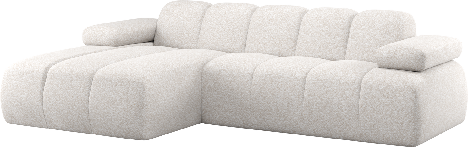 Chaiselongsofa Woood Mojo  -personers Venstrevendt  Ecru Chenille  Manuelt Justerbare Armlæn