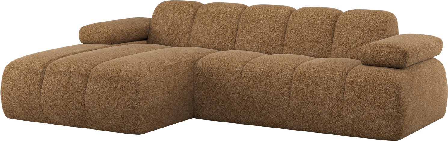 Chaiselongsofa Woood Mojo  -pers Venstrevendt Honninggul Chenille B284xd160    Justerbare Armlæn  Slidstærkt Stof