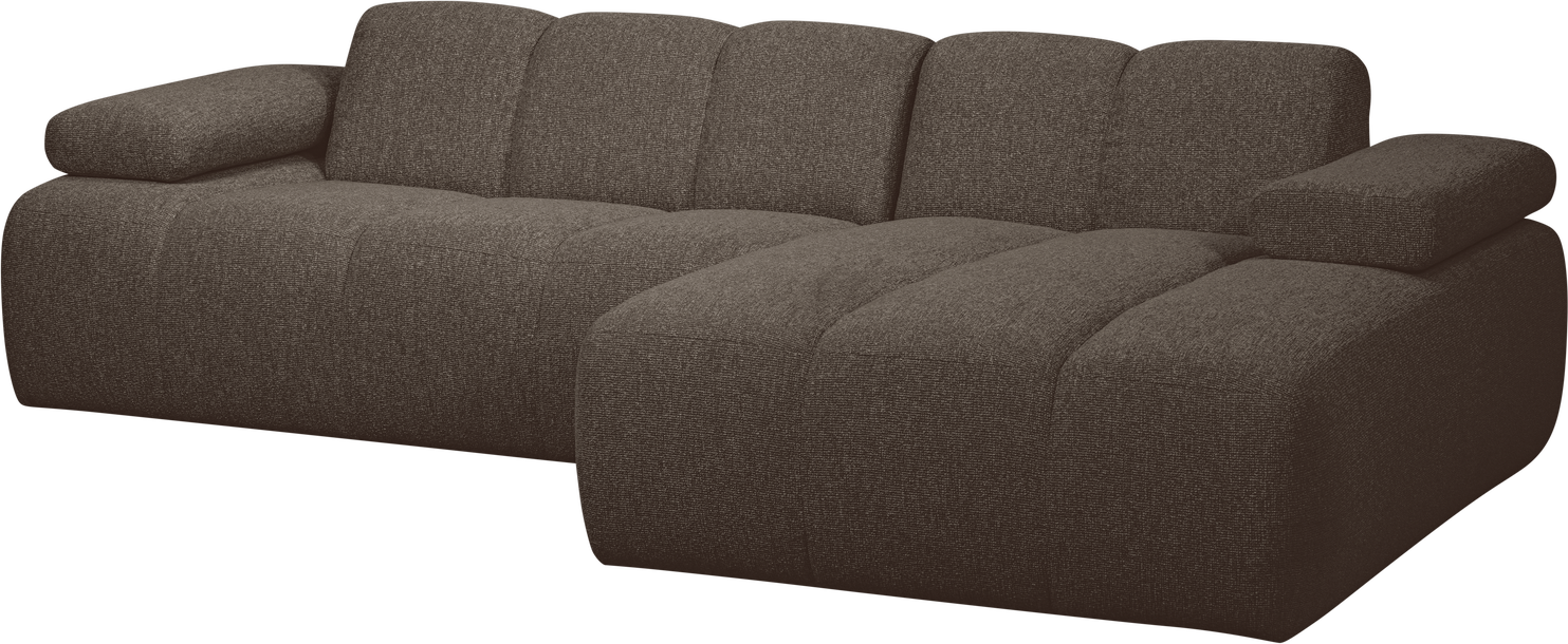 Chaiselongsofa Woood Mojo  -pers Højrevendt Loungemodul Bouclé Brun 284x160    Fast Greb  Manuelt Justerbare Armlæn