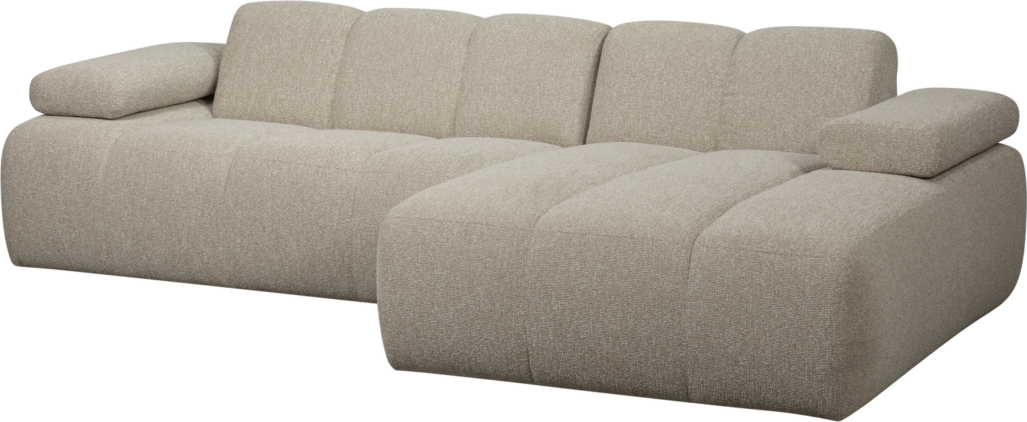 Chaiselongsofa Woood Mojo   -personers Højrevendt  Beige Bouclé  B284ã D160    100  Polyester  Justerbare Armlæn