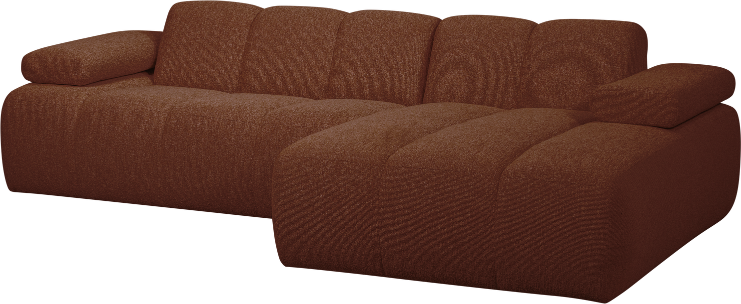 Chaiselongsofa Woood Mojo  -personers Højrevendt Bouclé Rustbrun 284x160