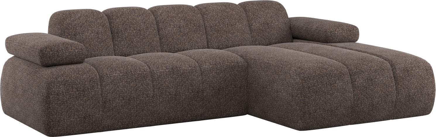 Chaiselongsofa Loungemodul Woood Mojo  -personers Højrevendt  Brun Valley   Chenille  Justerbare Armlæn  Martindale 100 000