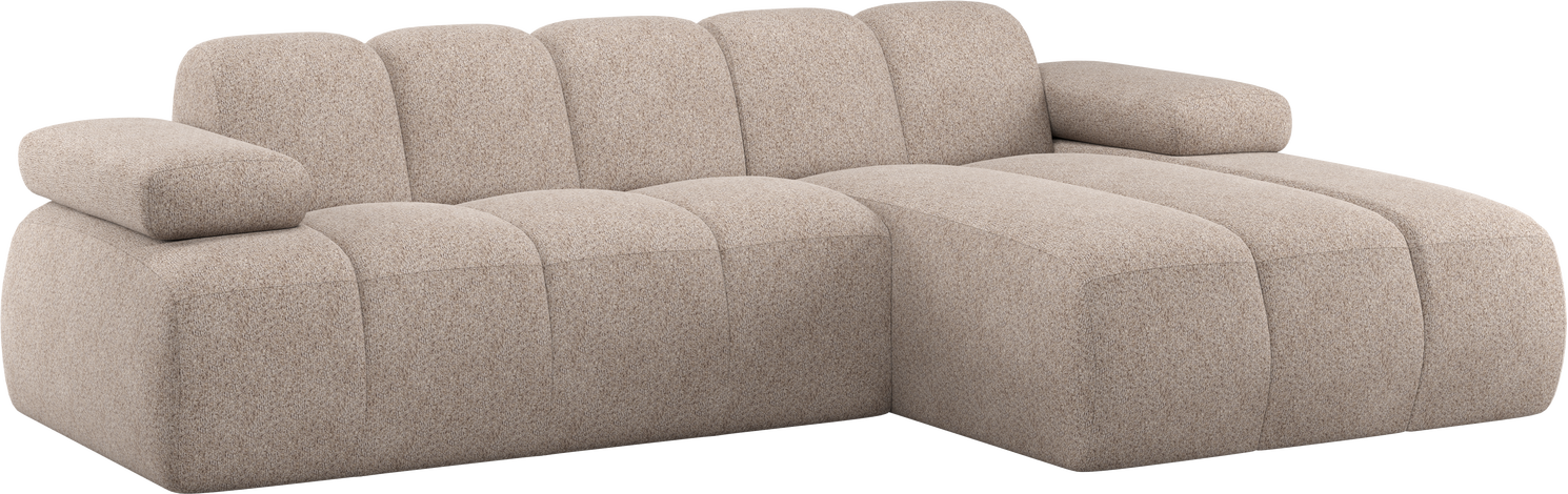 Chaiselongsofa Lounge-modul Woood Mojo  -personers Højrevendt Chaise Mørk Sand Chenille 284   160