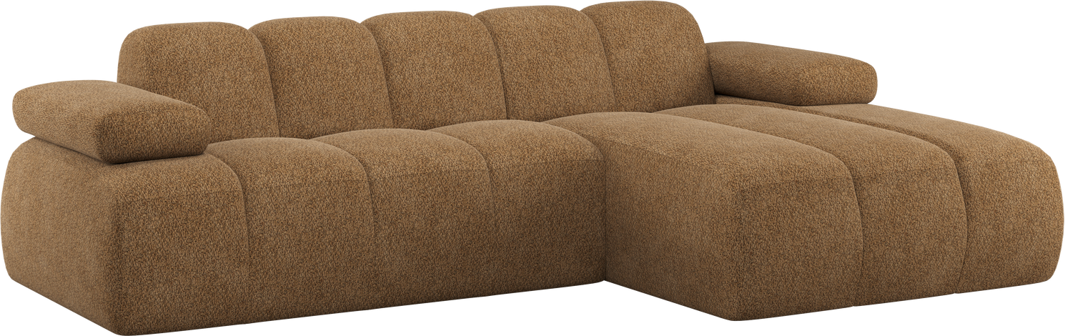 Chaiselongsofa Woood Mojo  -personers Højrevendt Honninggul Valley   Chenille Justerbare Armlæn