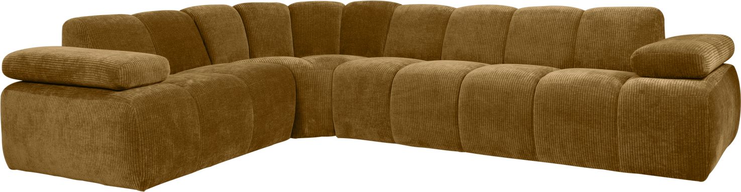 Hjørnesofa Woood Mojo  Honninggul Ribstof  Venstrevendt  Justerbare Armlæn  100  Polyester  Martindale 80 000
