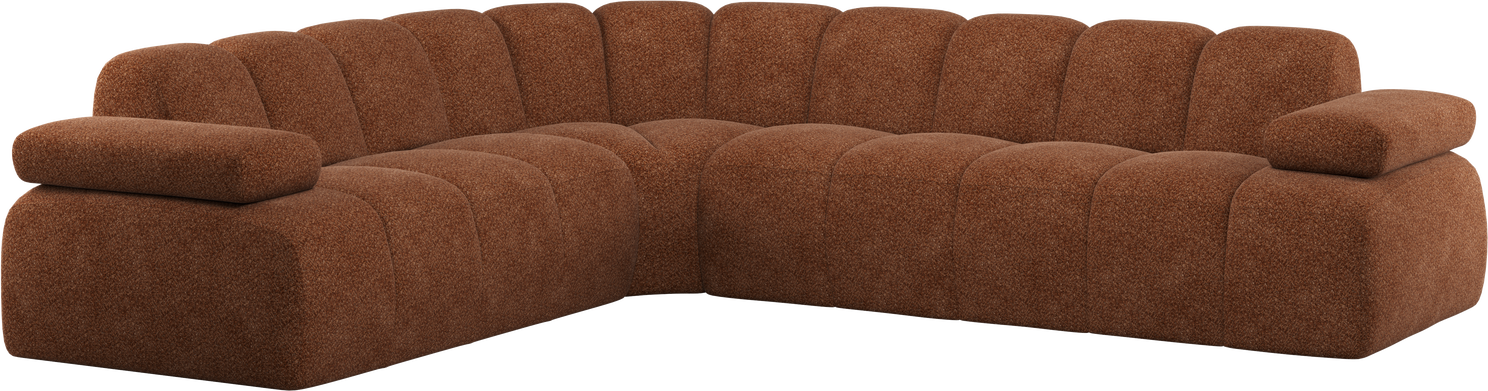 Hjørnesofa Woood Mojo Venstrevendt Rustbrun Valley   Chenille  B310ã D230ã H74    Loungestykke  Justerbare Armlæn