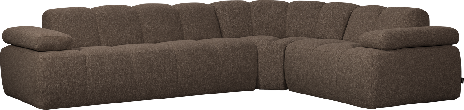 Hjørnesofa Woood Mojo Højrevendt 310x230 Brun Melange Bouclé 100 Polyester Justerbare Armlæn