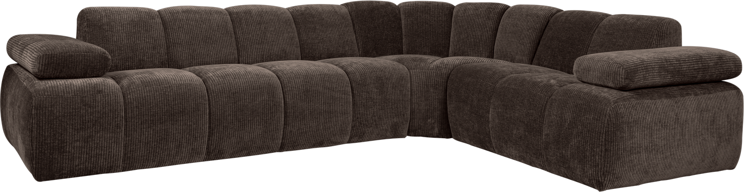 Hjørnesofa Woood Mojo  Højrevendt 310x230    Brun Ribstof Jacquard  100  Polyester  Manuelt Justerbare Armlæn  Martindale 80 000