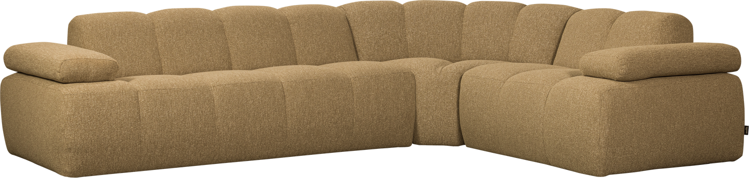 Hjørnesofa Højrevendt Woood Mojo 310ã 230 Brunmeleret Bouclé Justerbare Armlæn 100 Polyester