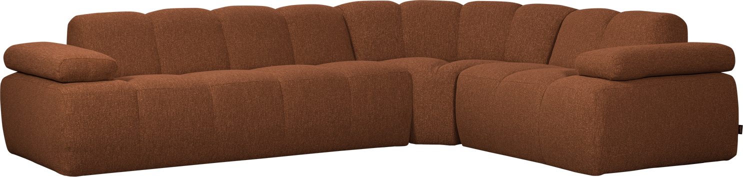 Hjørnesofa Woood Mojo  Rustbrun Bouclé-stof 310x230   Højre    -  Pers  Justerbare Armlæn