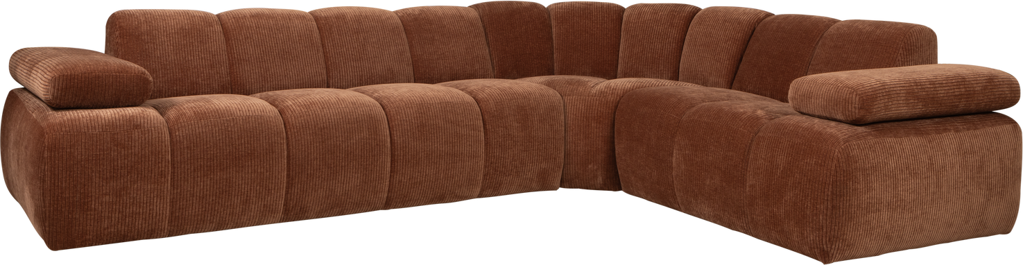 Hjørnesofa Woood Mojo Højrevendt 310x230   Rustbrun Ribstof Fløjlsagtig Med Justerbare Armlæn