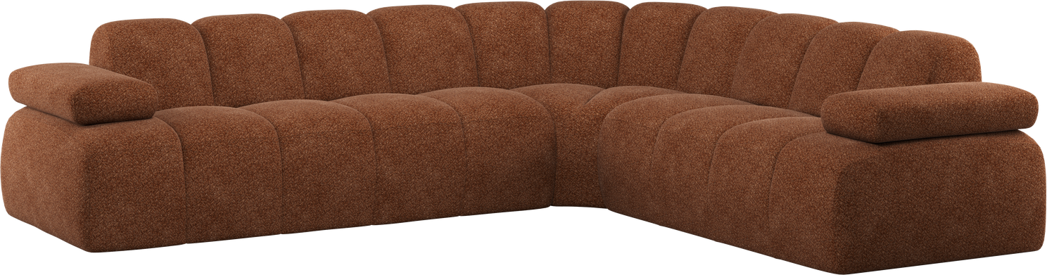 Hjørnesofa Woood Mojo Rustbrun Valley   Chenille 310x230   Højre Modulær