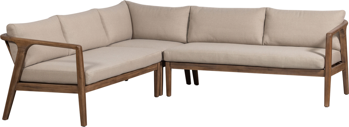 Udendørs Hjørnesofa Woood Collection Loungesæt   Akacietræ 227x227   Sand Hynder Fsc