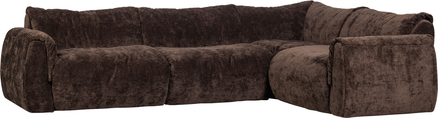 Hjørnesofa Woood Baggy Højre 301x210   3d-chenille Mørkebrun