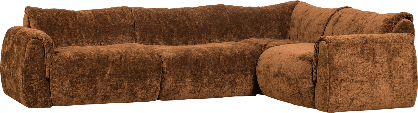 Hjørnesofa Woood Baggy Højrevendt 396x214    Drew Strukturstof 3d-mønster  Mellembrun  Polyester