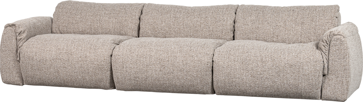 -personers Sofa Woood Baggy Natur Melange  Grovvævet Orari-stof  B319    Luksus Skum Med Fjer Silikone  Teflon