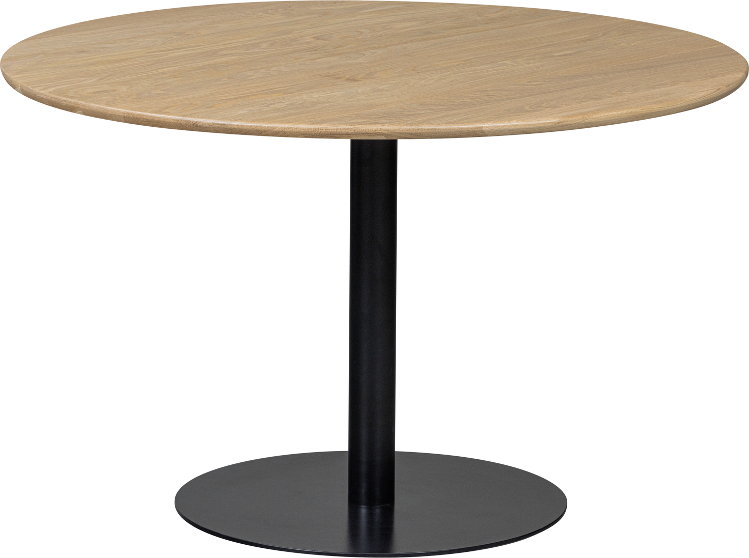 Rundt Spisebord Woood Tablo ø120    Natur Egetræ Fsc Mix  Sort Rund Bordfod  Transparent Lak