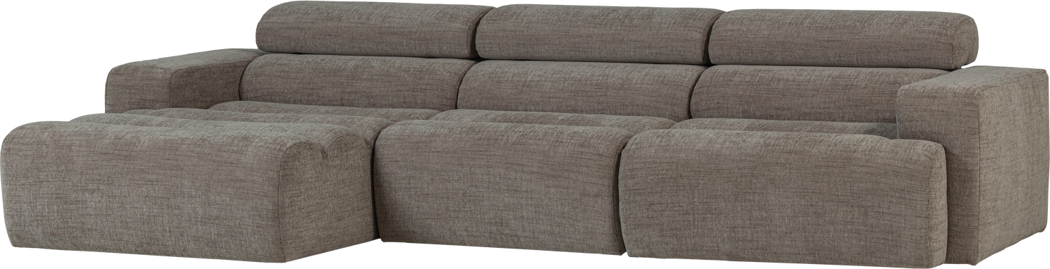 Loungesofa Venstrevendt Woood Novi Grå Melange  100  Polyester  Justerbar Nakkestøtte  300x173