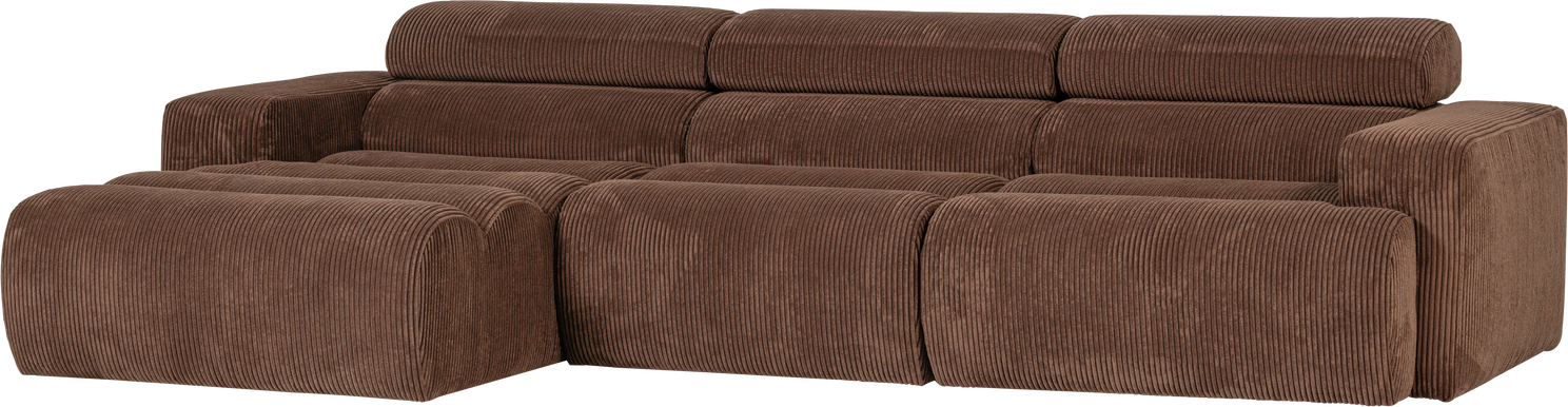 Loungemodul Venstrevendt Woood Novi Mokkabrun Ribstof Chaiselong 300ã 173    Justerbar Nakkestøtte