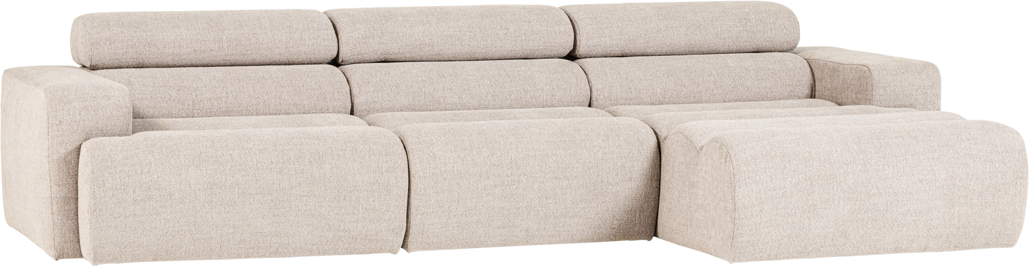Loungesofa Woood Novi Modul Højrevendt  Natur Bouclé 300x173    Justerbar Nakkestøtte