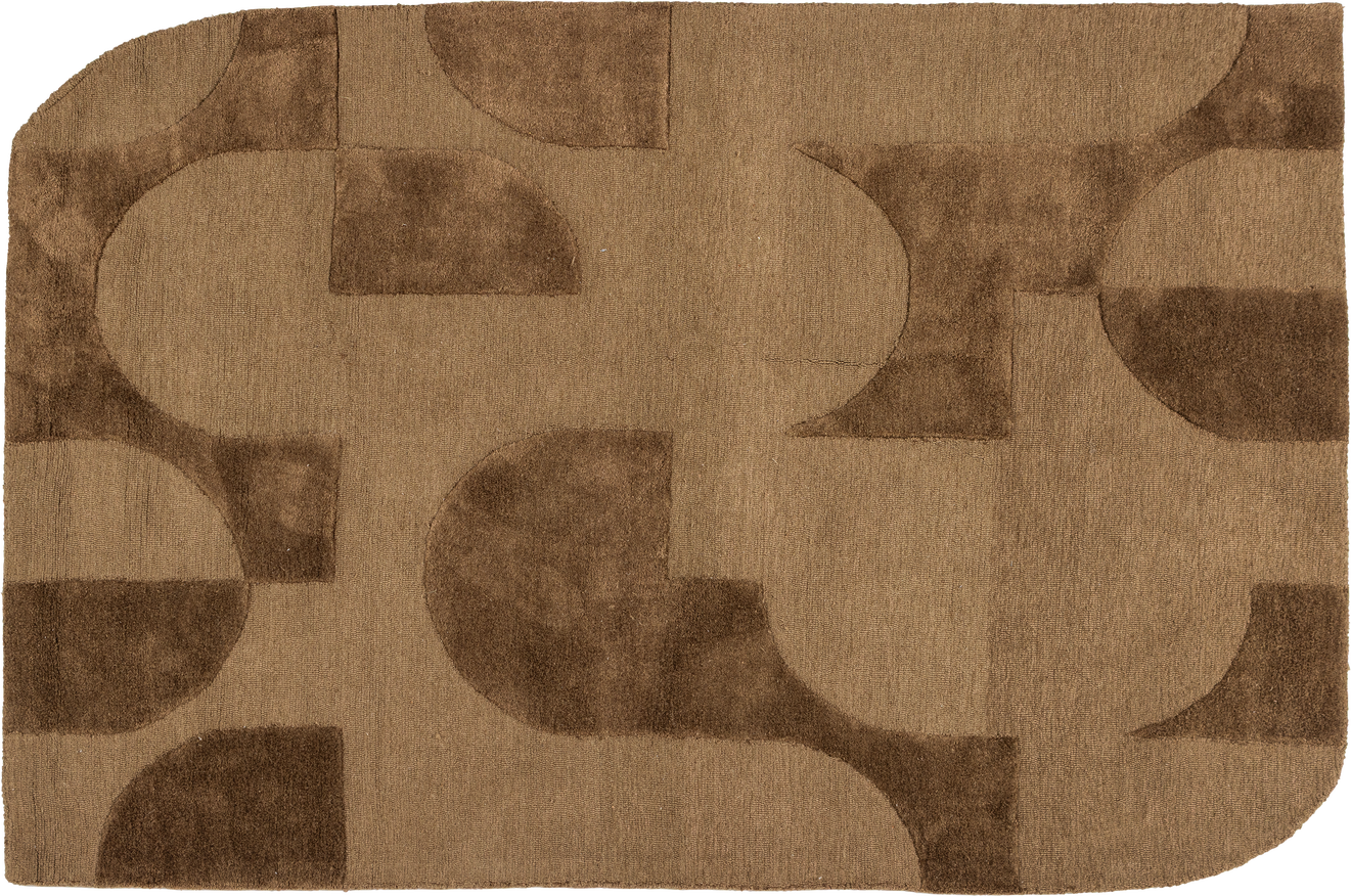 Gulvtæppe Woood Collection 170   240   Brun   Viskose Uld  Silkeagtig Glans  Fløjlsblødt