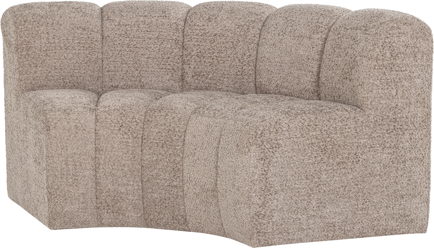 Spisebænk Sofabænk Woood Mojo Sandfarvet Chenille 152    Blødt Woolly-stof  Afrundet Ryg  Fsc-træ